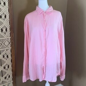 Robert Graham Women's Linen Button-Down Shirt - Pink - XL